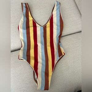 Solid & Striped The Michelle Multi color striped one piece size SMALL